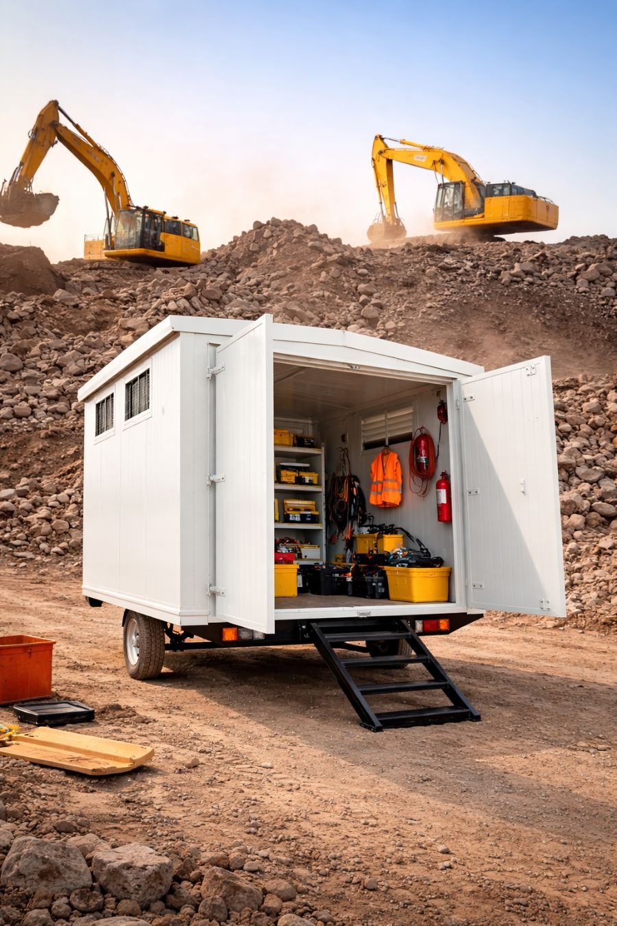 Bodega móvil BARIBOX instalada en obra